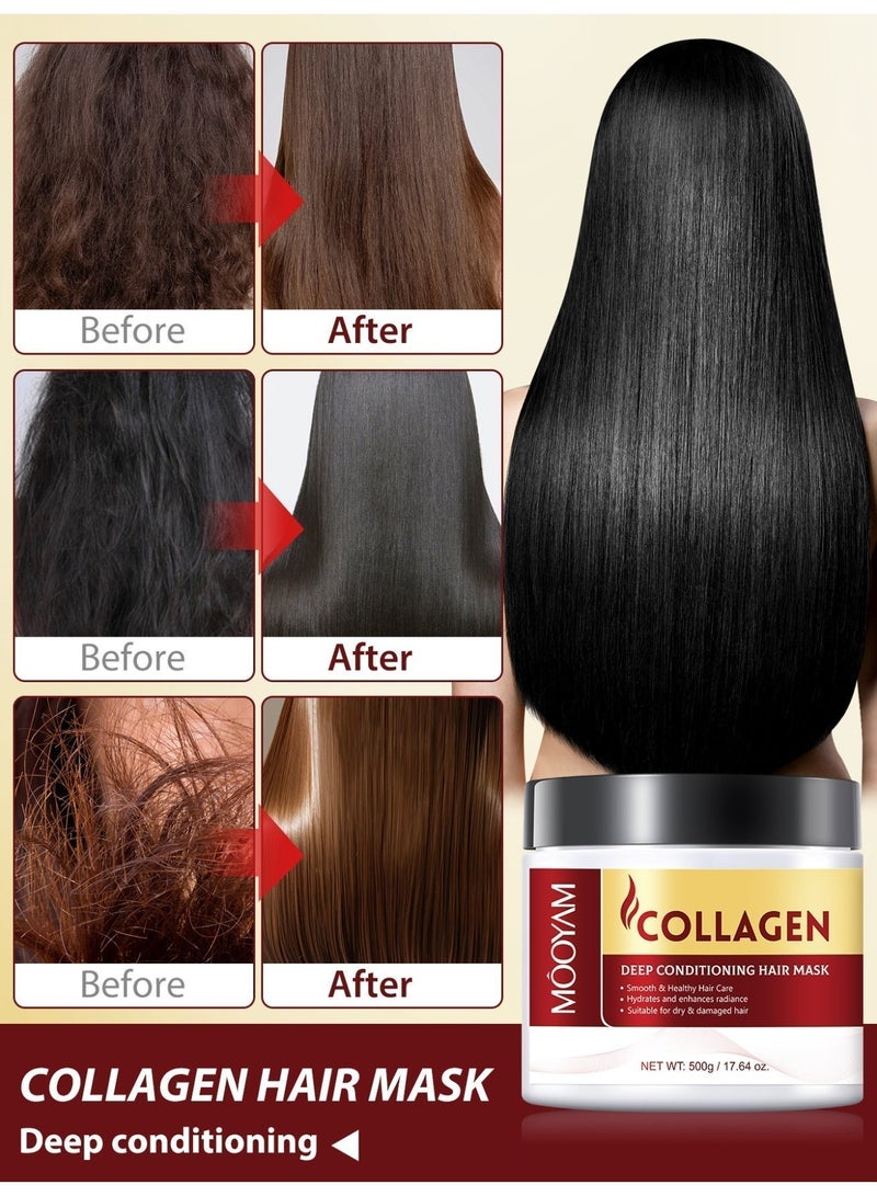 MOOYAM Collagen Hair Treatment Deep Repair Conditioning Mask for Dry Damaged Hair, Smooth Healthy Hair Care for All Hair Types - Image 2